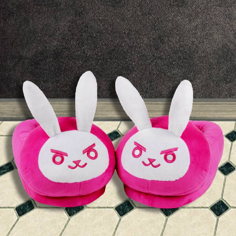 DVA White Pink Overwatch Bunny Slippers